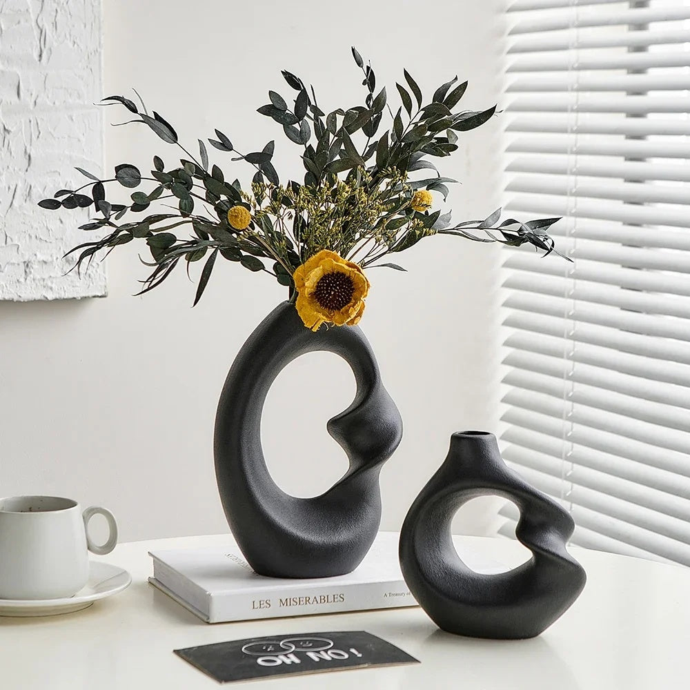 Nordic Instagram Style Simple Ceramic Vase Decoration Light Luxury High Sense Home Living Room Office Decorations