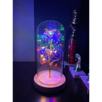 20 Led Lights Crystal Galaxy Rose in The Glass Dome Gift for Girlfriend - Beauty and The Beast Style Galaxy Rose Flower Gift