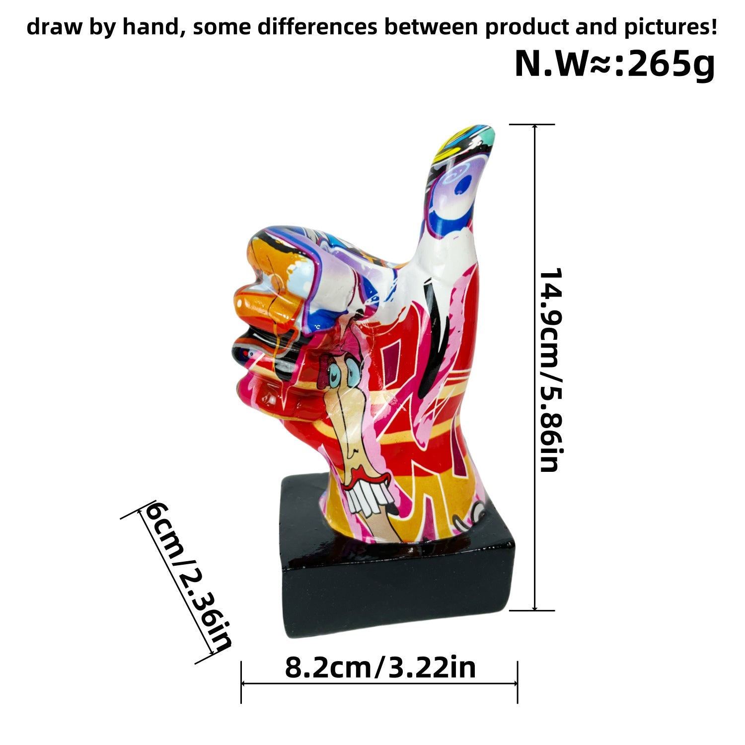 Internet celebrity graffiti gesture ornaments, home living rooms, offices, desktop exhibition halls, resin handicrafts, decorative products