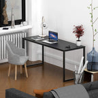 55 Inch Black Computer Desk Powder Coated Steel Frame