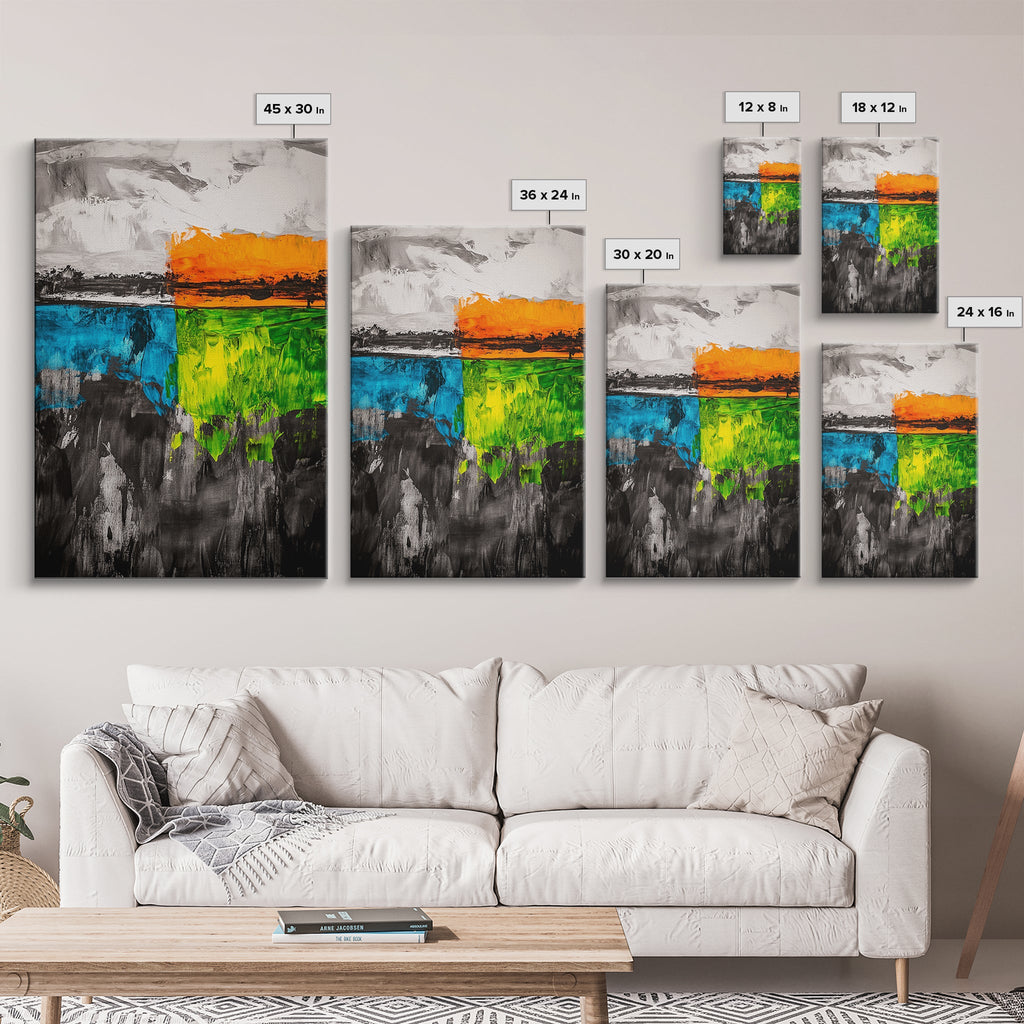 Abstract Horizon, Modern Landscape, Colorful Art, Contemporary Painting, Canvas Print, Home Office Decor, Bold Statement Piece
