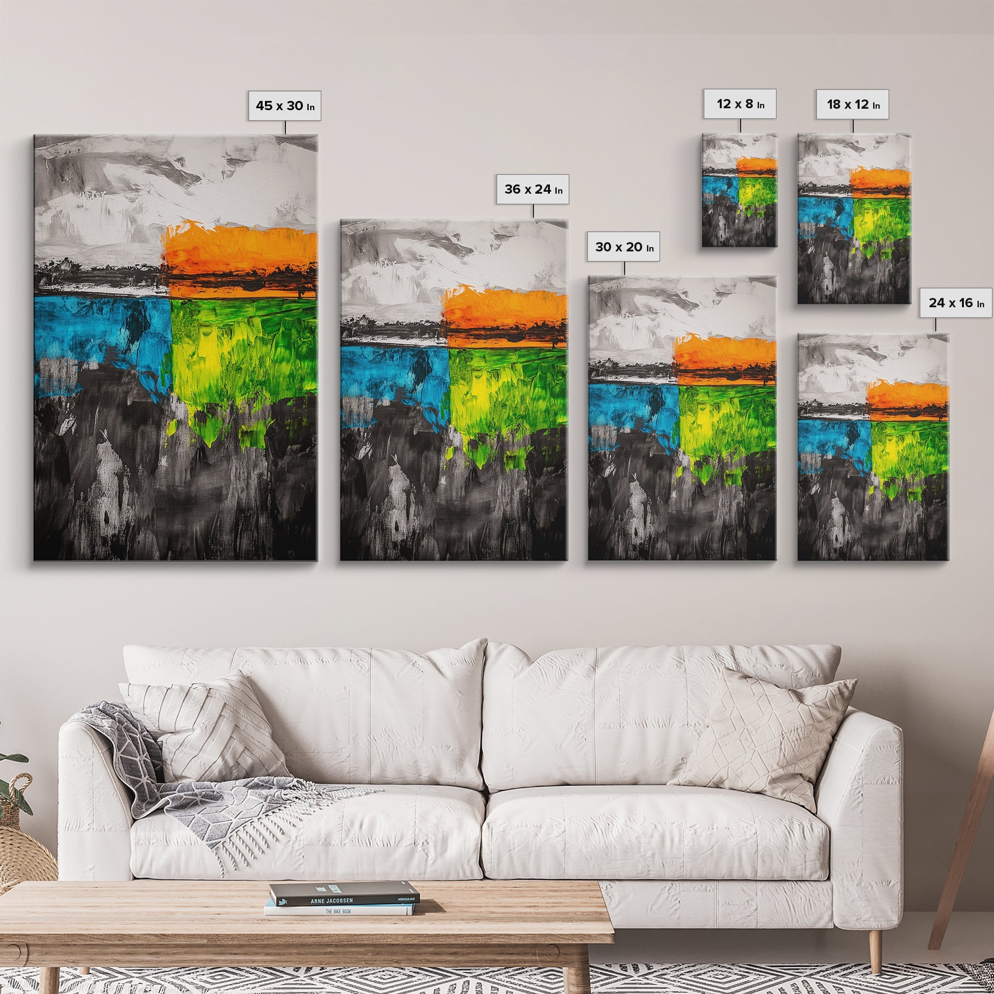 Abstract Horizon, Modern Landscape, Colorful Art, Contemporary Painting, Canvas Print, Home Office Decor, Bold Statement Piece