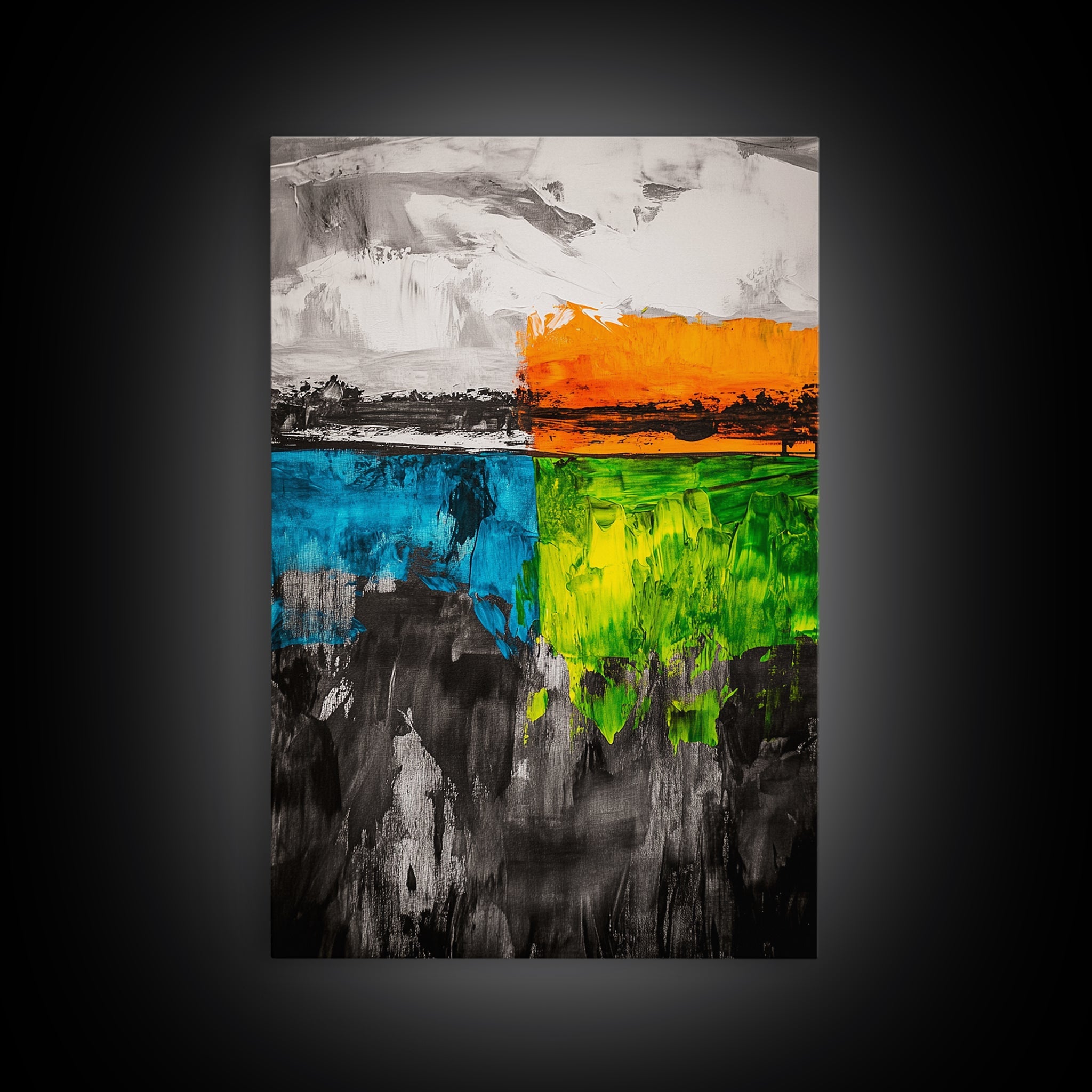 Abstract Horizon, Modern Landscape, Colorful Art, Contemporary Painting, Canvas Print, Home Office Decor, Bold Statement Piece