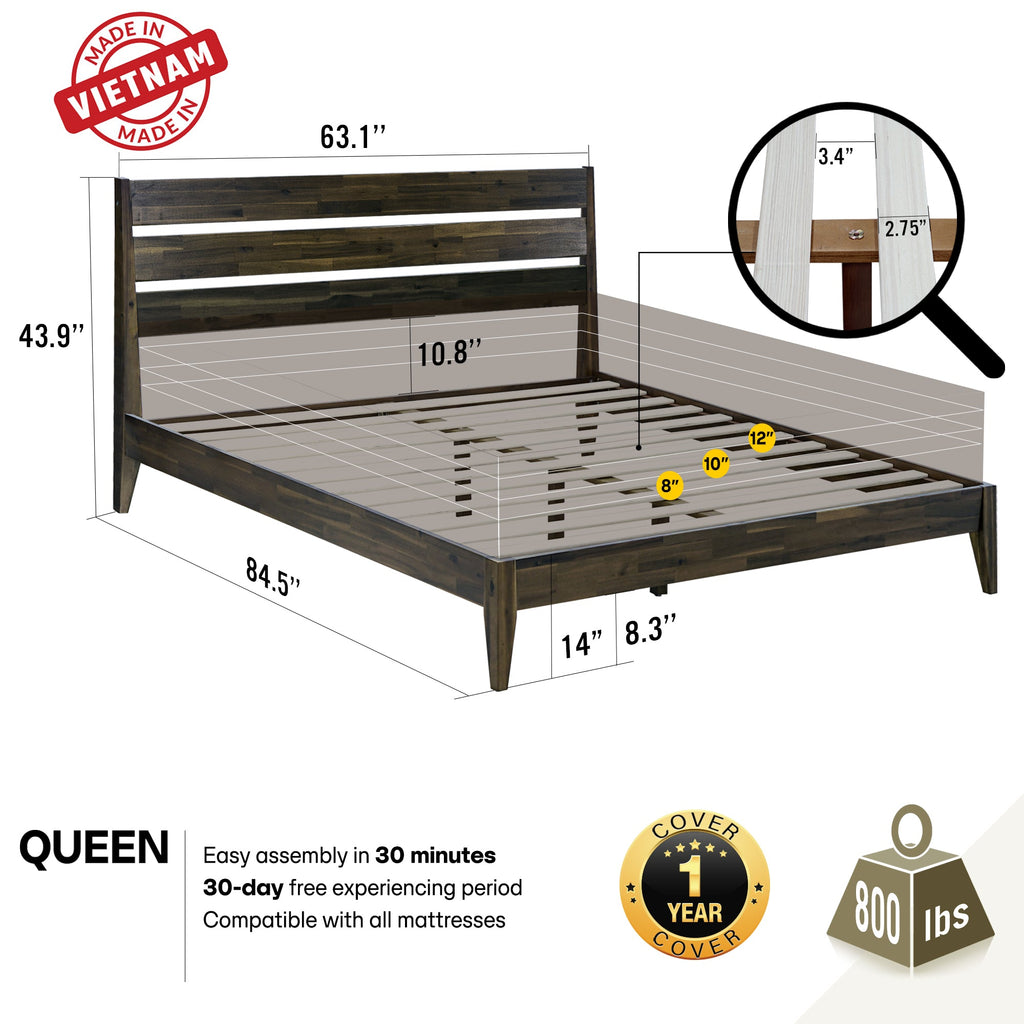 Emery Solid Wood Bed Frame