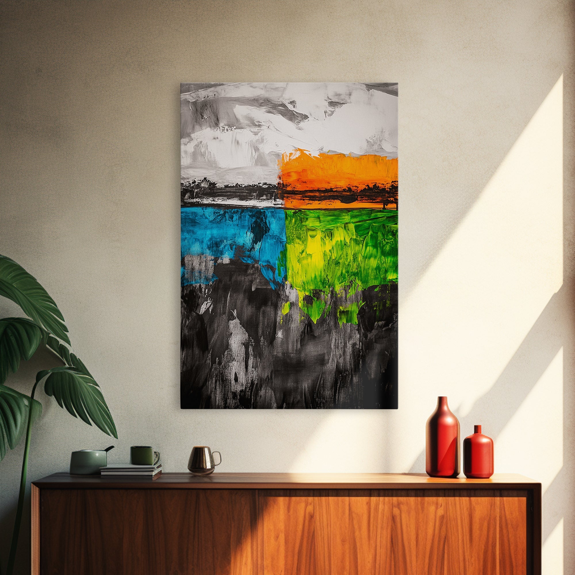 Abstract Horizon, Modern Landscape, Colorful Art, Contemporary Painting, Canvas Print, Home Office Decor, Bold Statement Piece