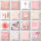Pink Feather Pillowcase Decorative Sofa Cushion Case Bed Pillow Cover Soft Decorative Square Throw Pillow Cover Cushion Covers Pillow Case Home Decor Decorations for Sofa Couch Bed Chair Home Decor Car Cushion Cover Cute Pillow Case 45X45CM